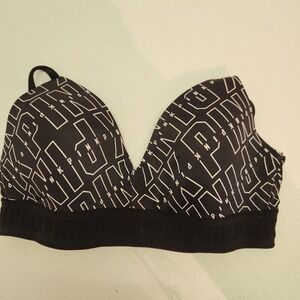 Pink By Victoria Secret Bra Womens 32C Wear Everywhere Wireless Black White Logo